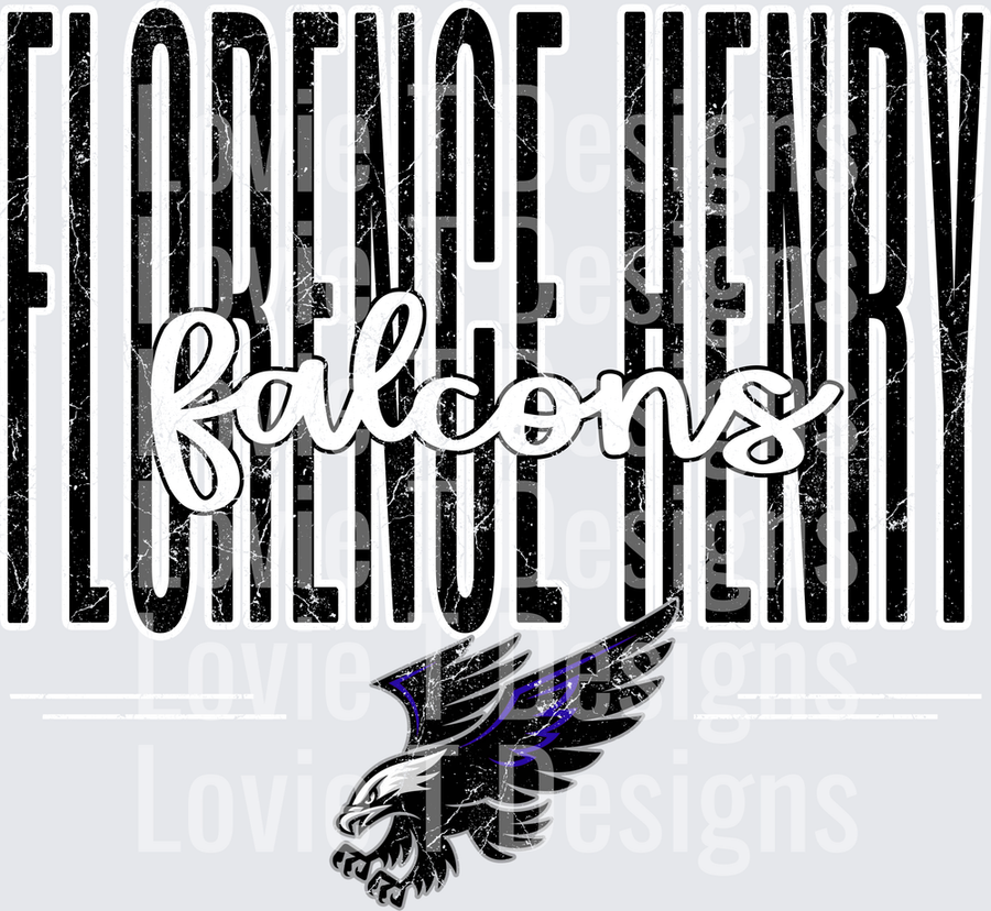 FLORENCE HENRY FALCONS TALL MASCOT DISTRESSED
