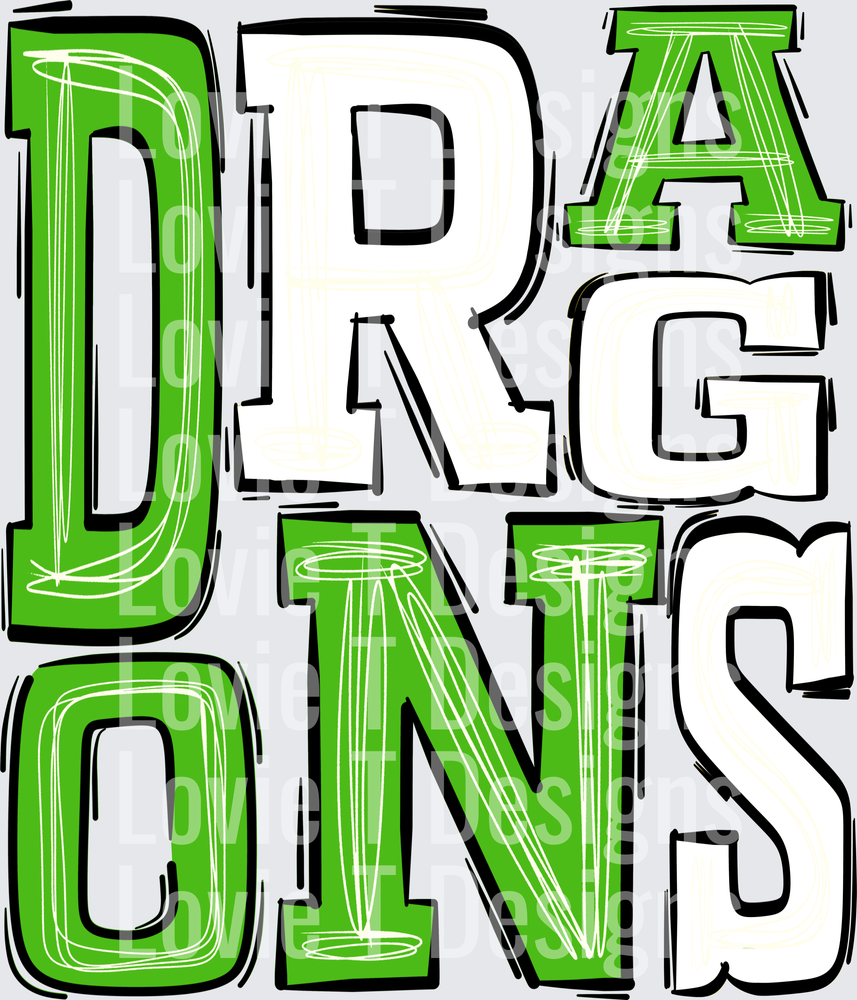 Dragons Kelly Green and wHITE