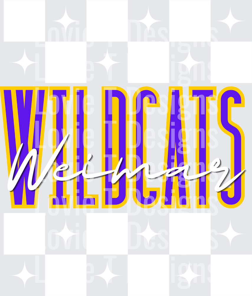 WILDCATS PURPLE AND YELLOW Checkered Stars