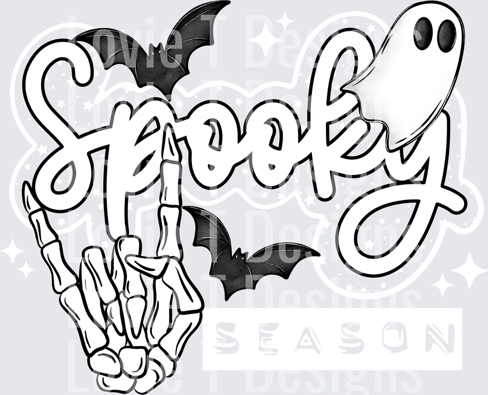 Spooky Season Skellie Hand Black Halloween DTF transfer design