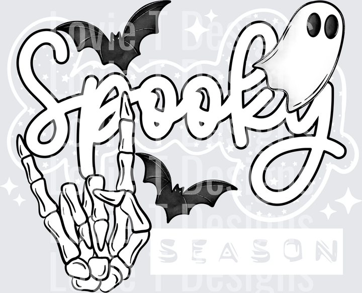 Spooky Season Skellie Hand Black Halloween DTF transfer design