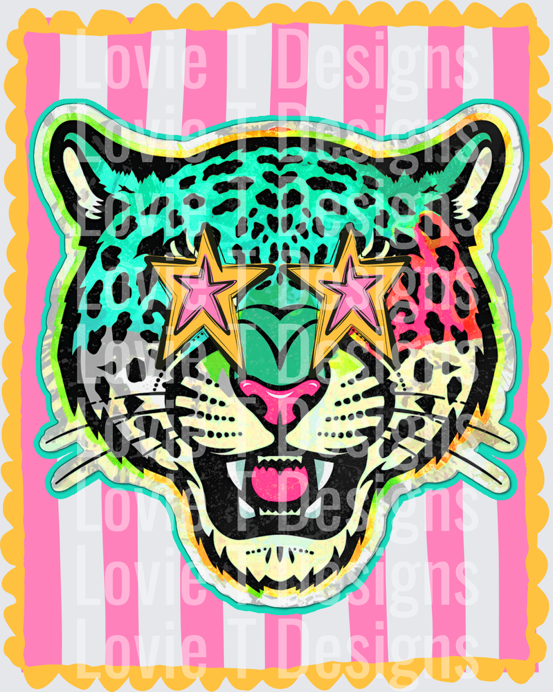 PREPPY MASCOT STRIPES COUGAR mascot DTF transfer design