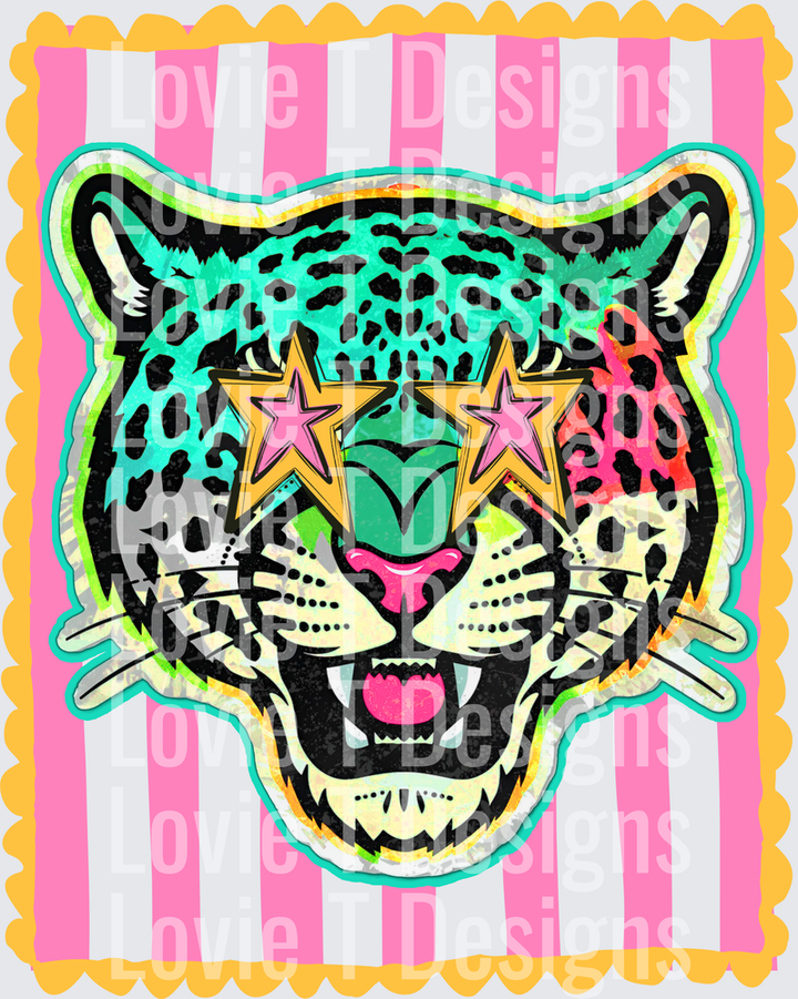 PREPPY MASCOT STRIPES COUGAR mascot DTF transfer design