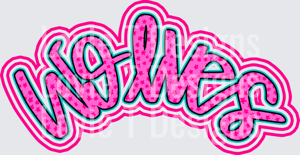 WOLVES PINK POCKET mascot DTF transfer design