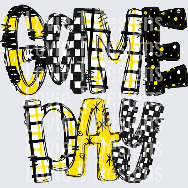 Game Day Word Art Yellow – DTF Transfer – product image