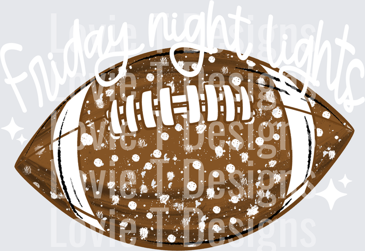 FRIDAY NIGHT LIGHTS WHITE football DTF transfer design