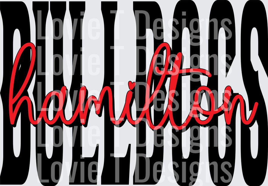 NEW SIMPLE MASCOT BULLDOGS HAMILTON RED AND BLACK
