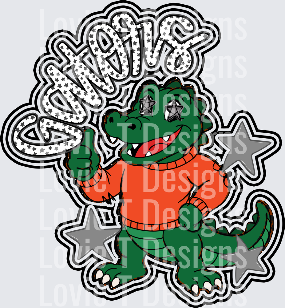 GATORS BLACK mascot DTF transfer design