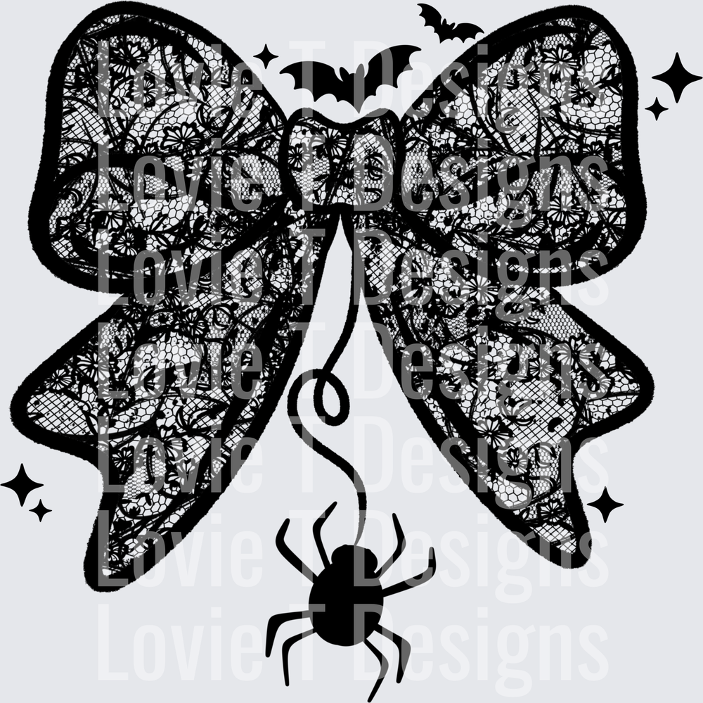 LACE BOW SINGLE COLOR BLACK halloween DTF transfer design