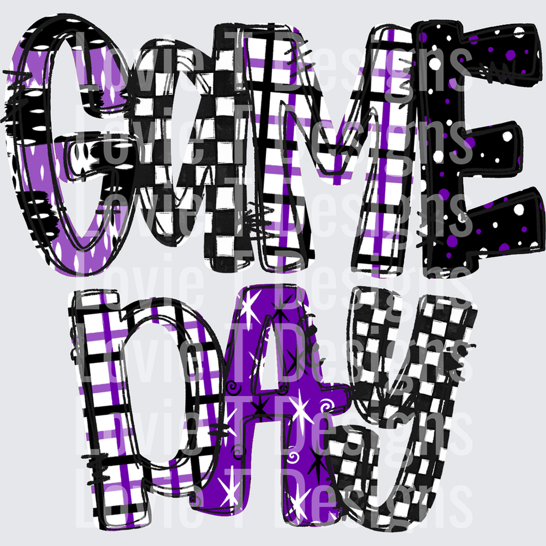 Game Day Word Art Purple – DTF Transfer – product image