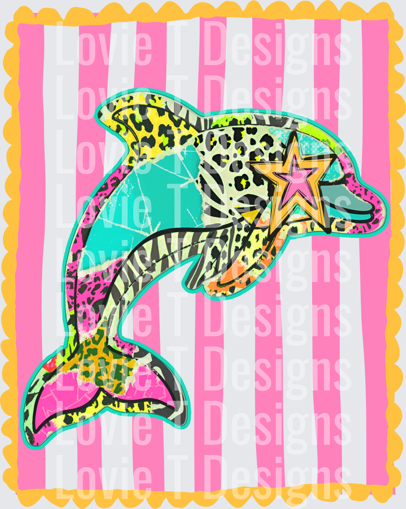 PREPPY MASCOT STRIPES DOLPHINS mascot DTF transfer design