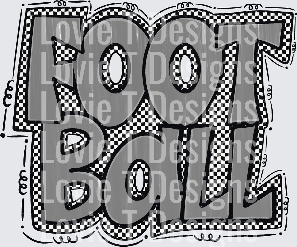 Preppy Football Bold Checkered Gray Bubble Letter Graffiti Style Typography Design