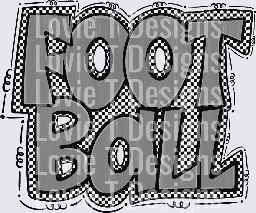 Preppy Football Bold Checkered Gray Bubble Letter Graffiti Style Typography Design