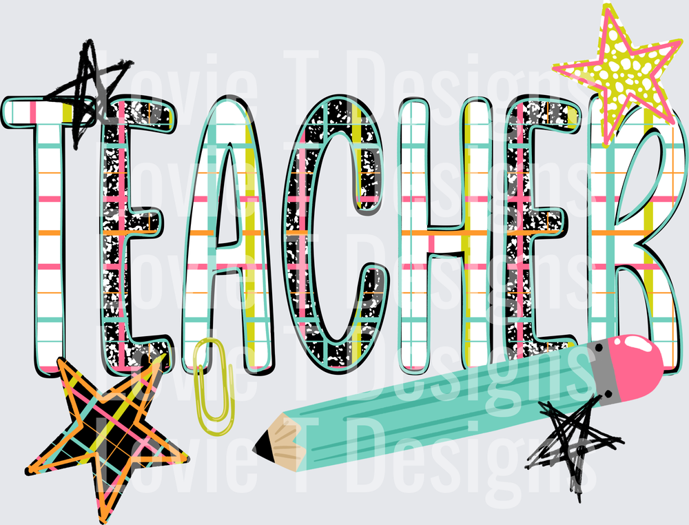 Teacher back to school DTF transfer design