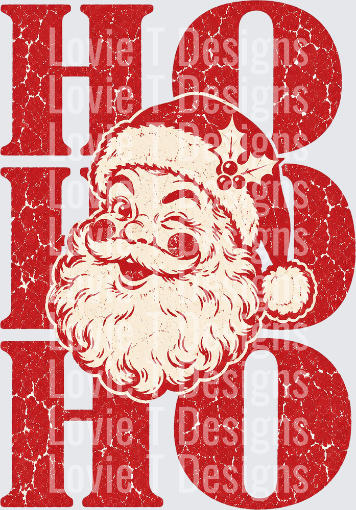 Vintage Ho Ho Ho Santa Christmas DTF transfer design