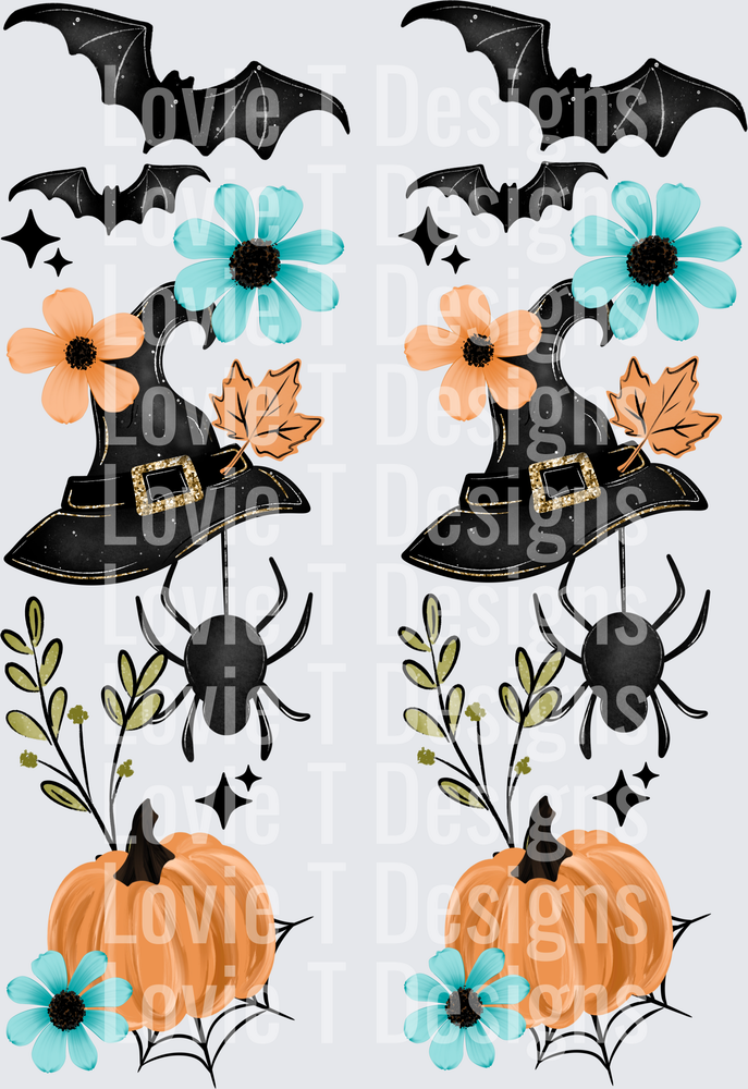 Floral Witch Hat Sleeve Halloween DTF transfer design
