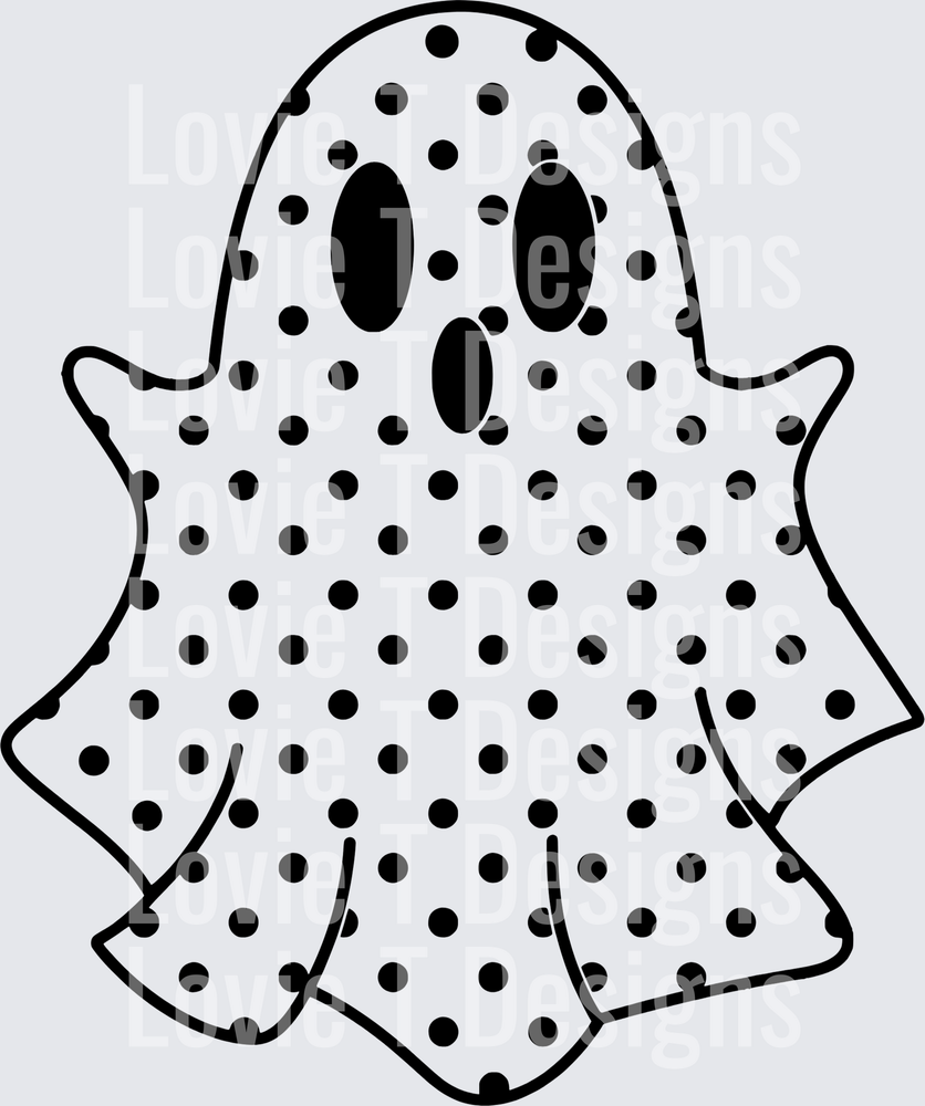 Polka Dot Transparent Ghost Halloween DTF transfer design