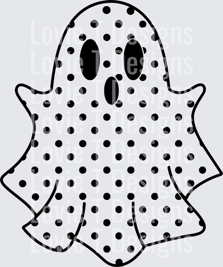 Polka Dot Transparent Ghost Halloween DTF transfer design