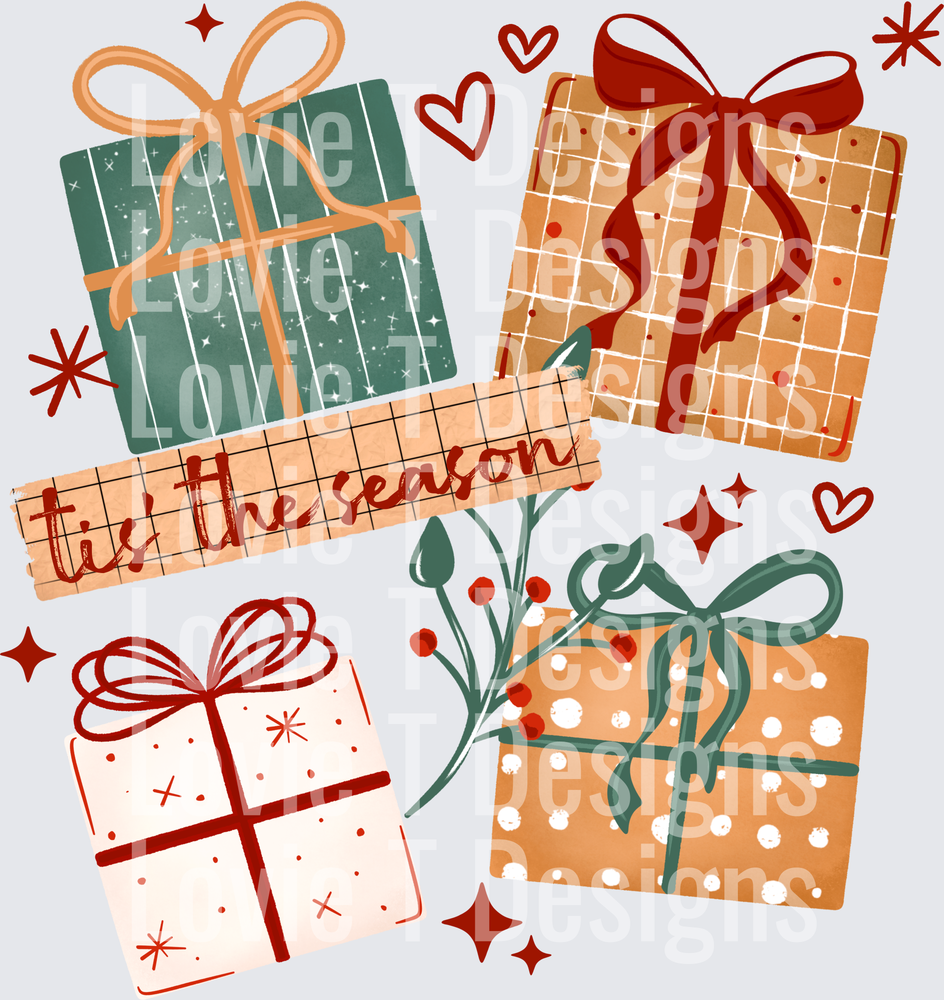 Tis the Season Gifts DTF transfer design