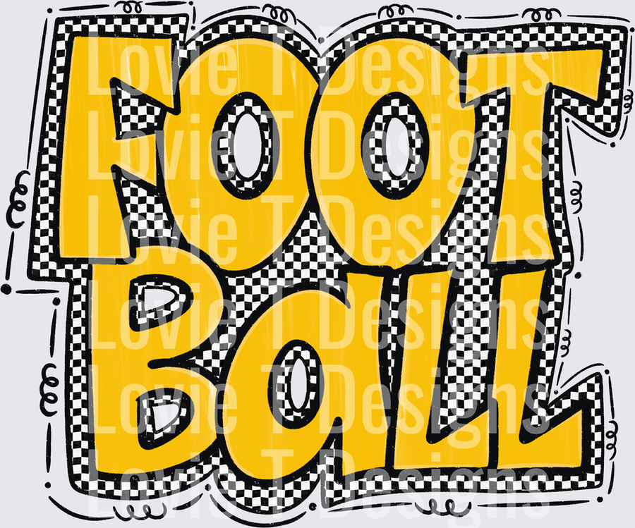 Preppy Football Bold Gold Checkered Typography Word Art