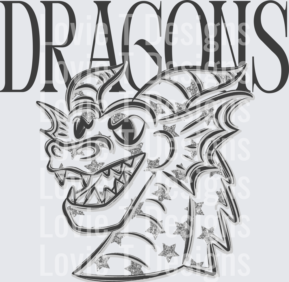 Glitter Star Mascots Dragons dark