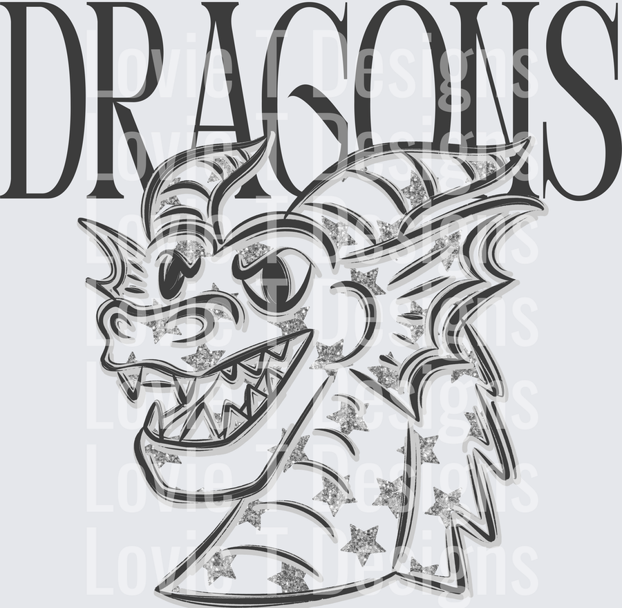 Glitter Star Mascots Dragons dark