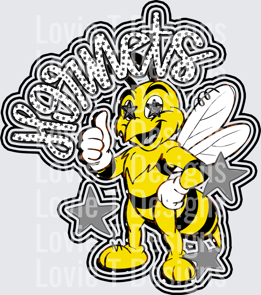 HORNETS BLACK mascot DTF transfer design
