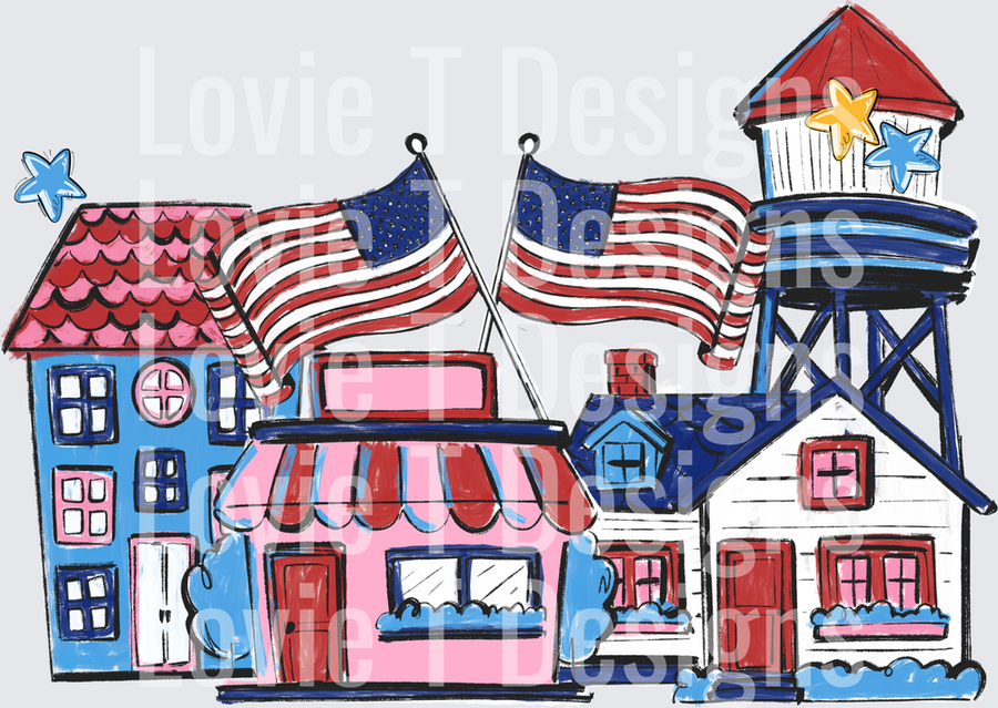 PATRIOTIC SMALL TOWN BLANK PINK BOUTIQUE