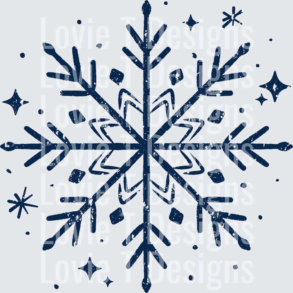 Sketched Snowflake (Navy) DTF transfer design