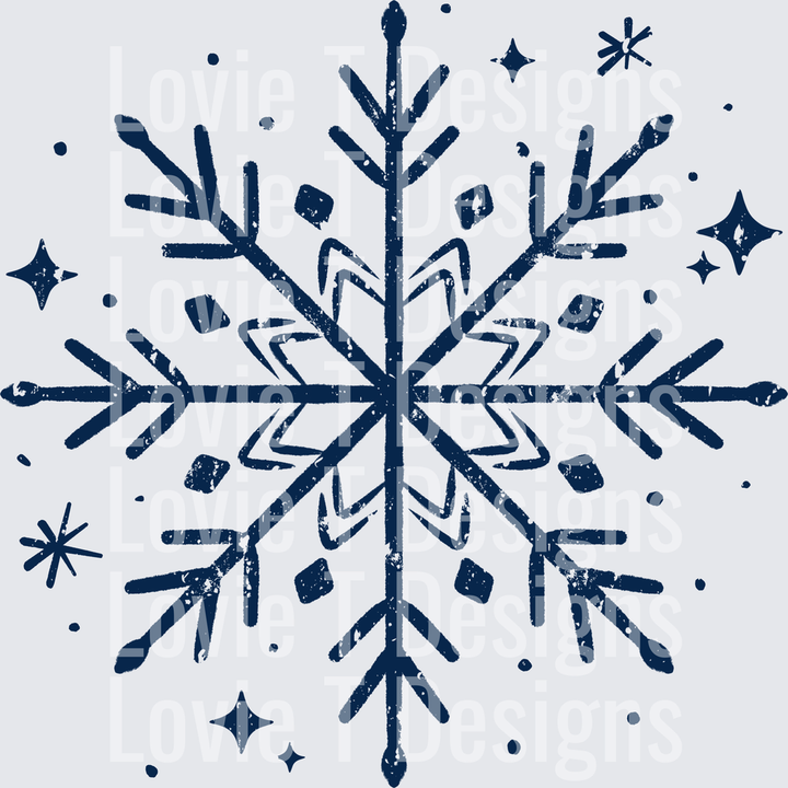 Sketched Snowflake (Navy) DTF transfer design