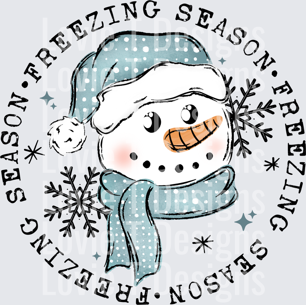 Freezing Season Snowman Circle (Black) DTF transfer design