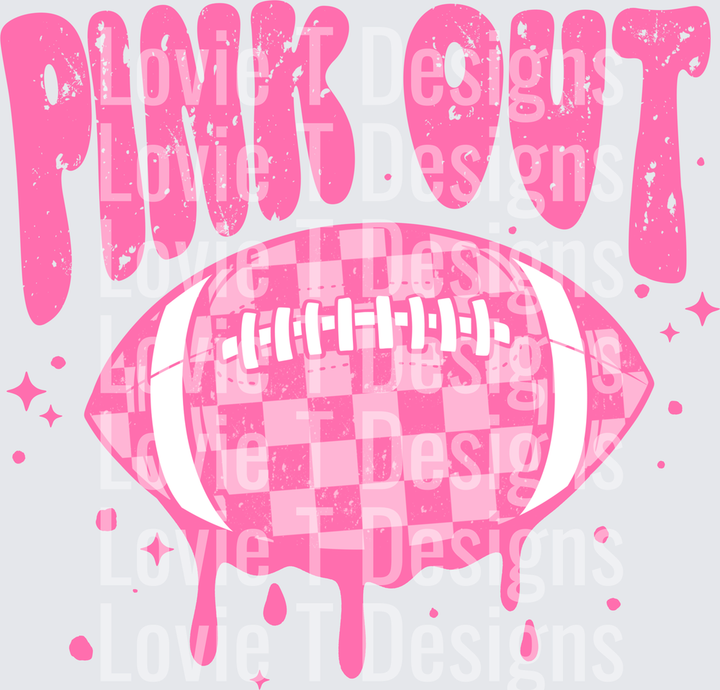 PINK OUT FOOTBALL DRIP Football DTF transfer design
