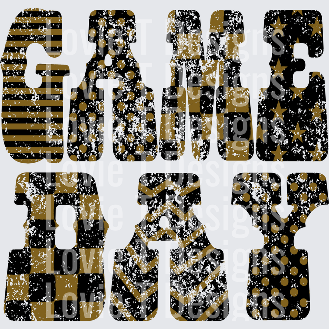 Black Gold Game Day – DTF Transfer – product image