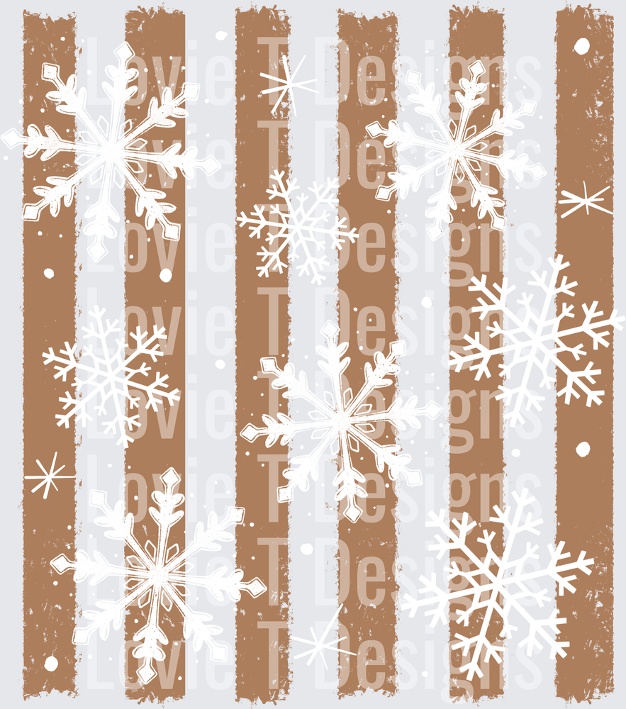 Snowflake Stripes (Brown) DTF transfer design