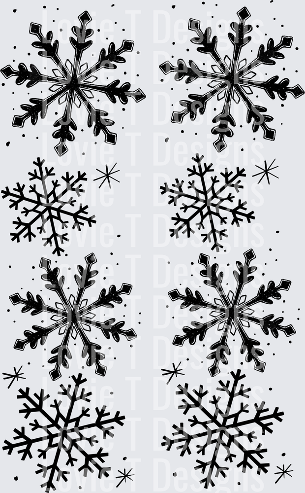 Bold Snowflake Sleeves (Black) DTF transfer design