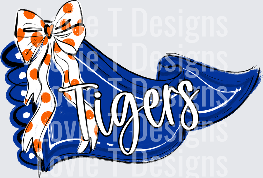 TIGERS ROYAL BLUE ORANGE PENNANT