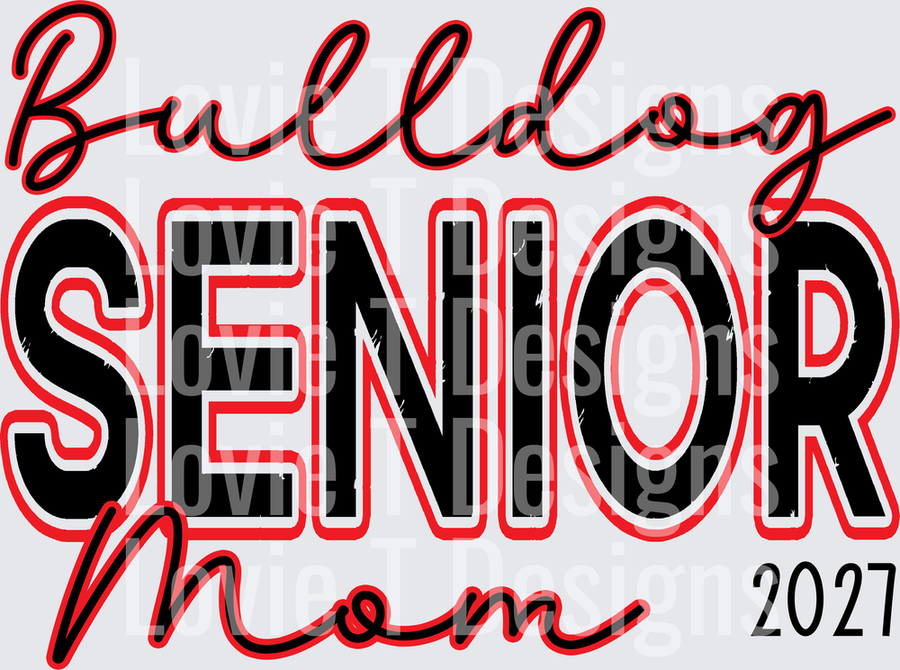 Senior Mom Bulldog Red and Black 2027