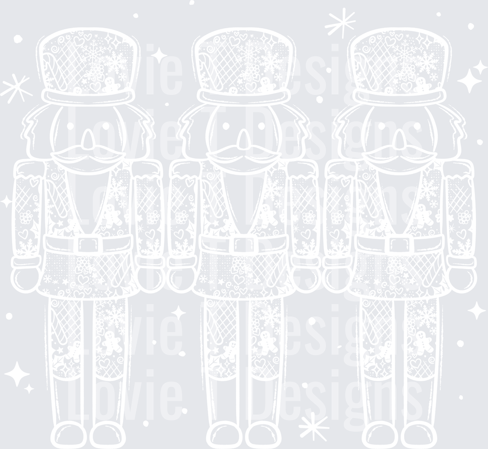 Nutcracker Trio Single Color (White) DTF transfer design