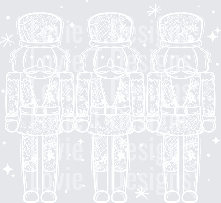 Nutcracker Trio Single Color (White) DTF transfer design