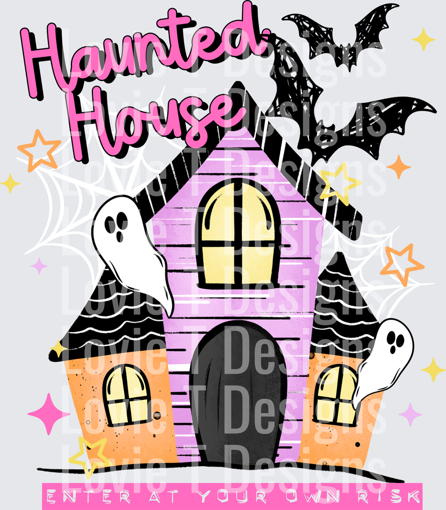 Haunted House Halloween DTF transfer design