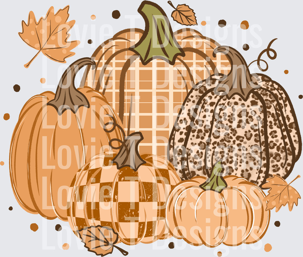ORANGE PUMPKINS 2 fall DTF transfer design