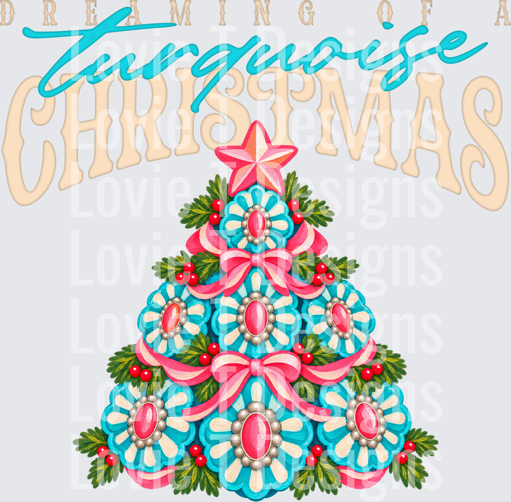 Dreaming of a Turquoise Christmas DTF transfer design
