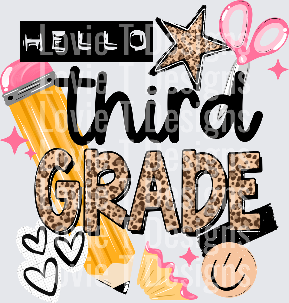 A Hello Third back to school DTF transfer design