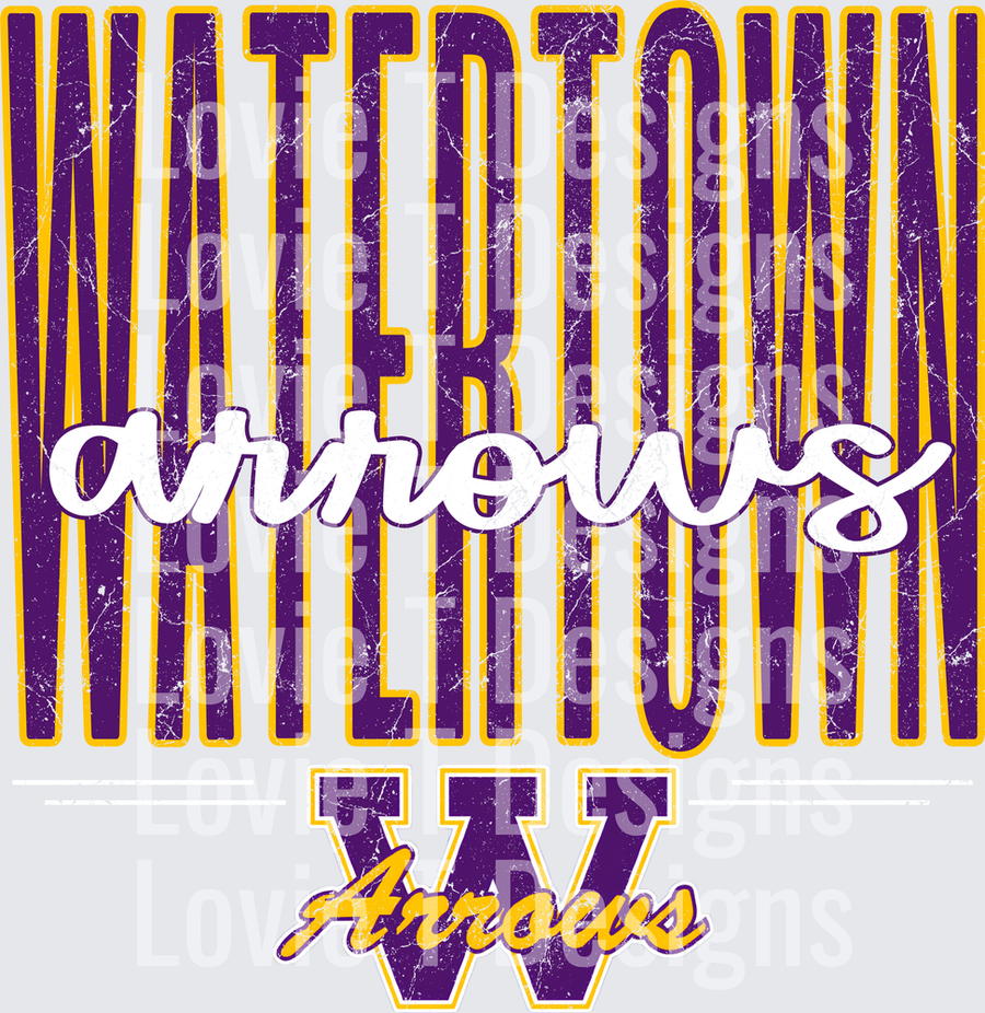 WATERTOWN ARROWS TALL MASCOT DISTRESSED