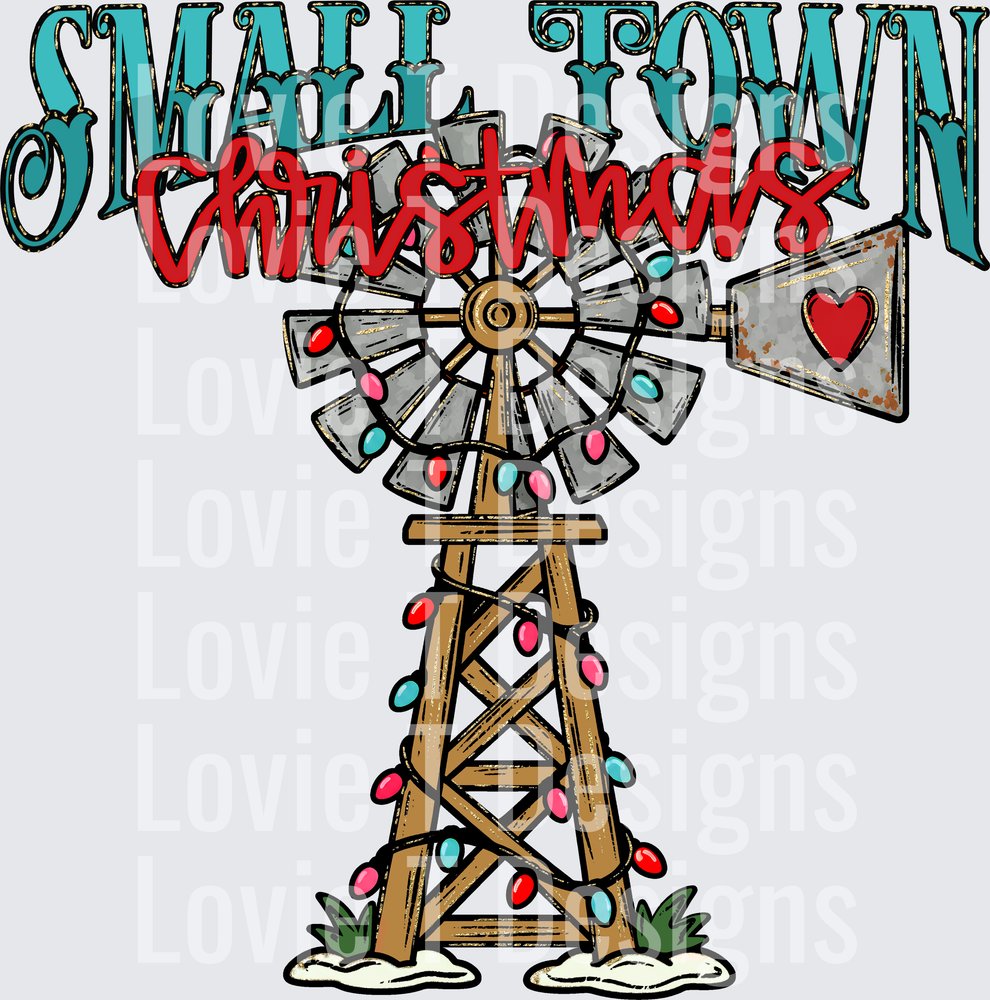 Small Town Christmas DTF transfer design