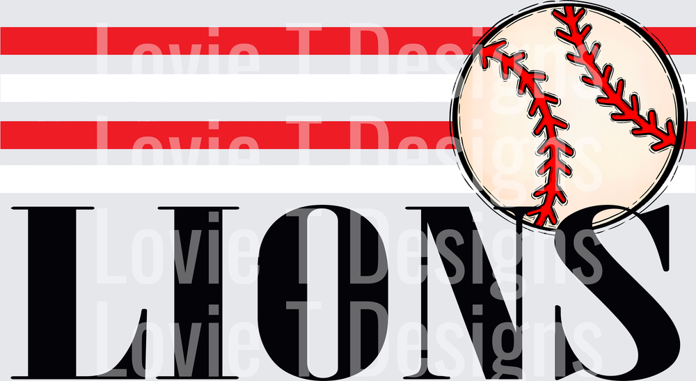 Retro Stripes Baseball Red and White Baseball