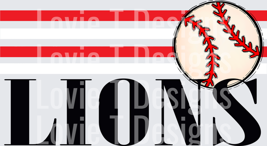 Retro Stripes Baseball Red and White Baseball