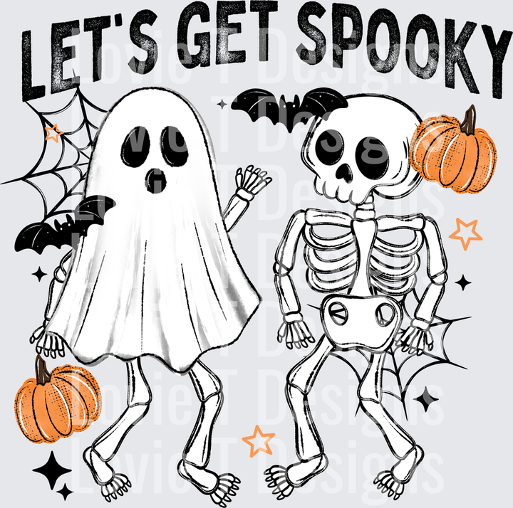 Let's Get Spooky Black Halloween DTF transfer design