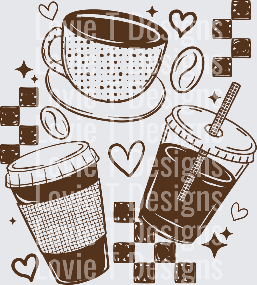Coffees Brown Fall DTF transfer design