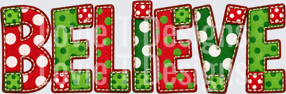 Believe Dots Christmas DTF transfer design